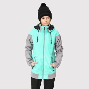 Volcom Womens Jacket Blue Moulin Insulated Taffeta Full Zip Hooded Snowboard XL